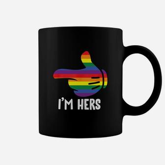 I Am Hers Rainbow Lesbian Couple Funny Lgbt Pride Matching Coffee Mug - Seseable