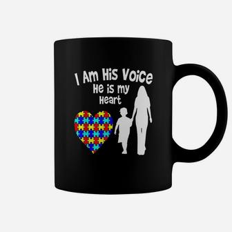 I Am His Voice He Is My Heart Awareness Mom Coffee Mug - Seseable