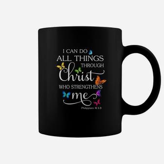 I Can Do All Things Through Christ Butterfly Art Coffee Mug - Seseable