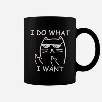 I Do What I Want Cat Women Funny Letter Print Cute Graphic Coffee Mug - Seseable