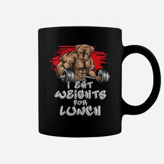 I Eat Weights For Lunch Funny Dog Weightlifting Coffee Mug - Seseable
