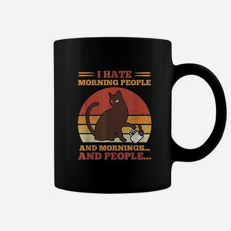 I Hate Morning People And Mornings And People Cat Coffee Mug - Seseable