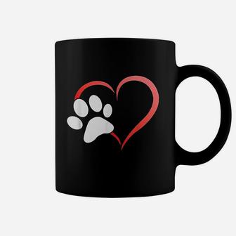 I Heart Love Dogs Cats Paw Print Coffee Mug - Seseable