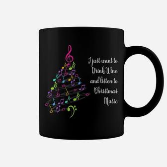 I Just Want To Drink Wine Listen To Christmas Music Coffee Mug - Seseable