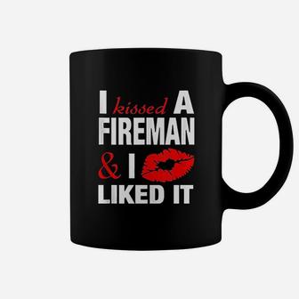 I Kissed A Fireman Funny Firefighters Girlfriend Wife Gift Coffee Mug - Seseable