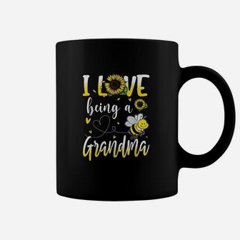 I Love Being A Grandma Sunflower And Bee Lover Coffee Mug - Seseable