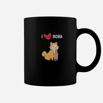 I Love Boba Funny Akita Dog Bubble Tea Cute Coffee Mug - Seseable