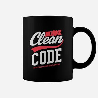 I Love Clean Code Entwickler Tassen, Programmierer Tee in Schwarz - Seseable