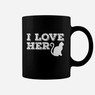 I Love Her Cat She Loves My Rooster Funny Couples Valentine Day Coffee Mug - Seseable