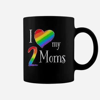 I Love My 2 Moms Pride Rainbow Heart Coffee Mug - Seseable
