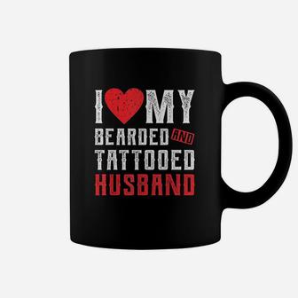 I Love My Bearded And Tattooed Husband Gift Coffee Mug - Seseable