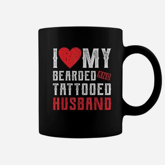 I Love My Bearded And Tattooed Husband Gift For Wife Coffee Mug - Seseable