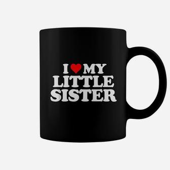 I Love My Little Sister Heart Funny Fun Gift Coffee Mug - Seseable