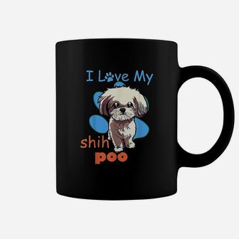 I Love My Shih Poo Best Dog Lover Paw Print Christmas Coffee Mug - Seseable