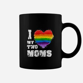 I Love My Two Moms Lgbt Gay Lesbian Coffee Mug - Seseable
