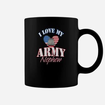 I Love My Us Army Nephew Dog Tag Heart Men Women Coffee Mug | Seseable CA