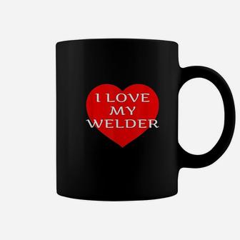 I Love My Welder Girlfriend Wife Fiancee Mom Red Heart Gift Coffee Mug - Seseable