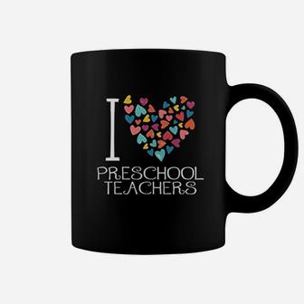 I Love Preschool Teachers Colorful Hearts Coffee Mug - Seseable
