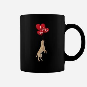 I Love You Heart Balloons Yellow Lab Labrador Dog Coffee Mug - Seseable