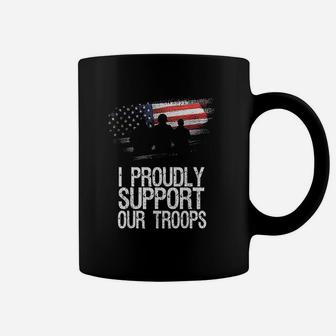 I Proudly Support Our Troops Veteran's Day Vintage Usa Flag Coffee Mug - Seseable