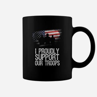 I Proudly Support Our Troops Veterans Day Vintage Usa Flag Coffee Mug - Seseable