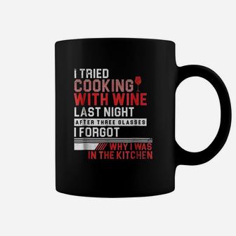 I Tried Cooking With Wine Funny For A Cook Mom And Dad Coffee Mug - Seseable