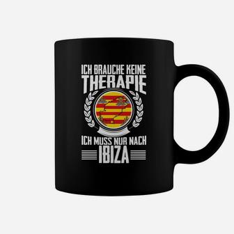 Ibiza Urlaub Liebhaber Tassen, Schwarzes mit Lustigem Spruch & Spanien Emblem - Seseable