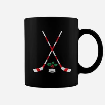 Ice Hockey Christmas Gift Candy Cane Coffee Mug - Seseable