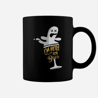 Im Just Here For The Boos Funny Ghost In A Wine Glass Coffee Mug - Seseable