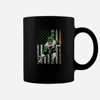 Irish American Flag Lucky Hockey St Patricks Day Coffee Mug - Seseable