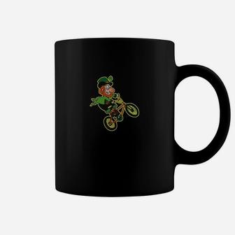 Irish Leprechaun Riding Bmx T Shirt St Patrick Day Funny Js4 Black Coffee Mug - Seseable