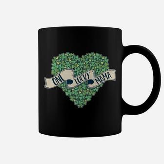 Irish Shamrock Heart One Lucky Mama St Patricks Day Coffee Mug - Seseable