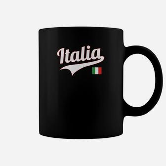 Italien Fan-Tassen Schwarz mit Italia Aufdruck & Nationalflagge - Seseable