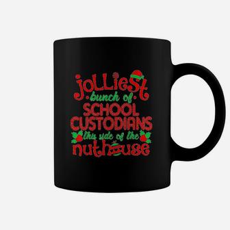 Jolliest School Custodians Side Of Nuthouse Funny Christmas Coffee Mug - Seseable