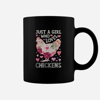 Just A Girl Who Loves Chickens Chicken Silhouette Flower Coffee Mug - Seseable