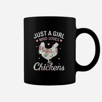 Just A Girl Who Loves Chickens Floral Farmer Girl Gifts Coffee Mug - Seseable