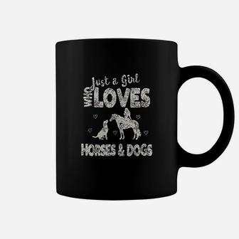 Just A Girl Who Loves Horses And Dogs Funny Horse Dog Coffee Mug - Seseable