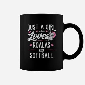 Just A Girl Who Loves Koalas And Softball Coffee Mug - Seseable