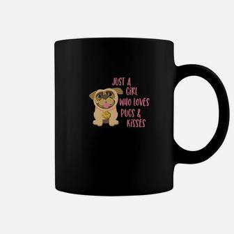 Just A Girl Who Loves Pugs Kisses Pug Gifts For Girls Coffee Mug - Seseable