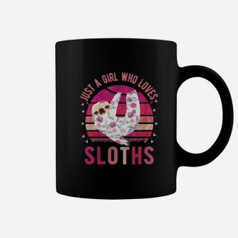 Just A Girl Who Loves Sloths Vintage Retro Gift Cute Sloth Coffee Mug - Seseable