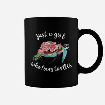 Just A Girl Who Loves Turtles Floral Sea Turtle Coffee Mug - Seseable