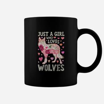 Just A Girl Who Loves Wolves Funny Flower Coffee Mug - Seseable