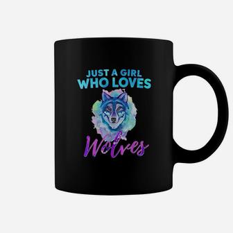 Just A Girl Who Loves Wolves Water Color Wolf Coffee Mug - Seseable