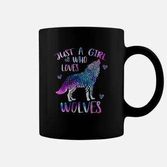Just A Girl Who Loves Wolves Watercolor Wolf Coffee Mug - Seseable
