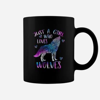 Just A Girl Who Loves Wolves Watercolor Wolf Ornament Coffee Mug - Seseable