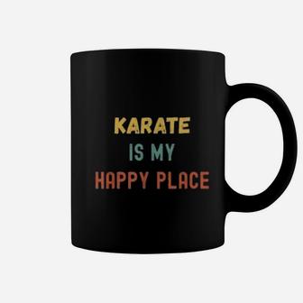 Karate Is My Happy Place Vintage Retro Style Karateka Coffee Mug - Seseable