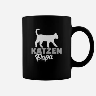 Katzen Papa Schwarzes Tassen mit Silhouette-Design, Tee für Katzenliebhaber - Seseable