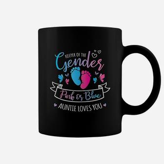 Keeper Of The Gender Reveal Pink Or Blue Auntie Loves You Coffee Mug - Seseable