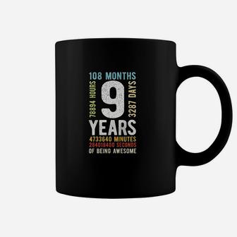 Kids 9th Birthday 9 Years Old Vintage Retro 108 Months Coffee Mug - Seseable