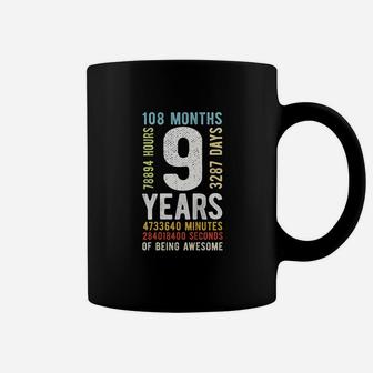 Kids 9th Birthday 9 Years Old Vintage Retro 108 Months Coffee Mug - Seseable